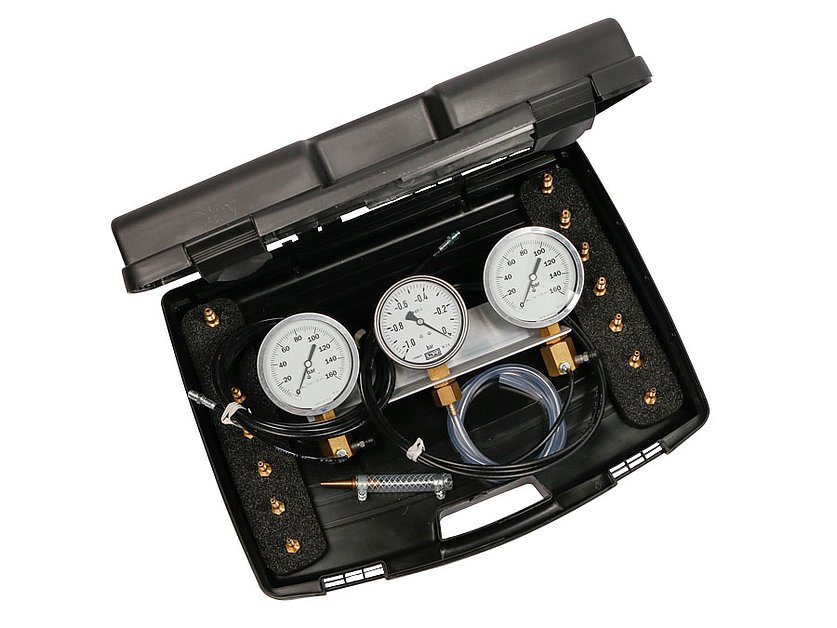 Brake pressure tester for hydraulic brakes (car) 2 pressure gauges, 1 vacuum gauge (100107_2, LEITENBERGER)
