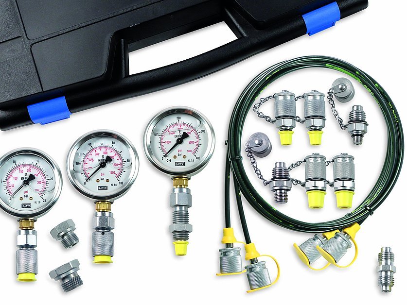 Hydraulic Measurement Kit, analogue 3 pressure gauges (041946_1, LEITENBERGER)