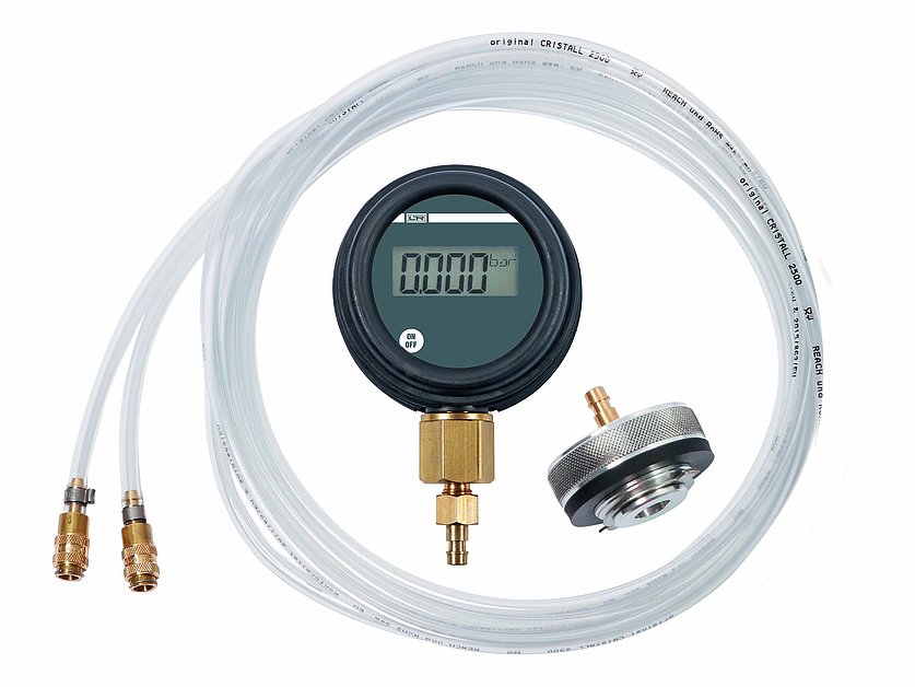 Crankcase pressure test kit DM 80L, -1...3 bar, with adapter No. 6.1 (041948_2, LEITENBERGER)