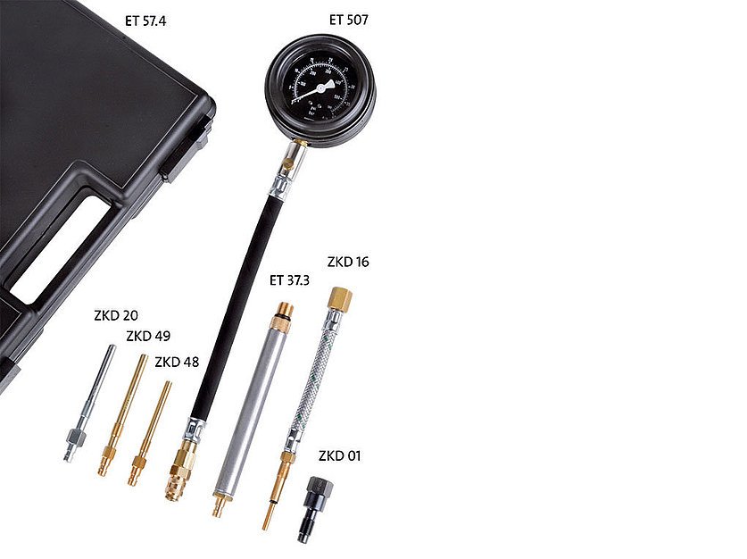 Compression tester (0...40 bar) for Diesel and petrol engines for Jaguar and Land Rover vehicles (040393_1, LEITENBERGER)