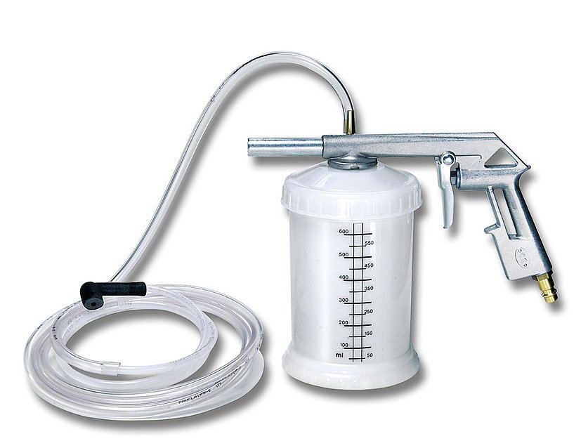 Brake bleeder, vacuum 0.5 l, connection for workshop compressed air incl. ET 497 (100211, LEITENBERGER)
