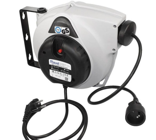 Kabeļa spole 10 m 230 V, 3G1,5 mm², franču ligzda (811210, MAVEL)