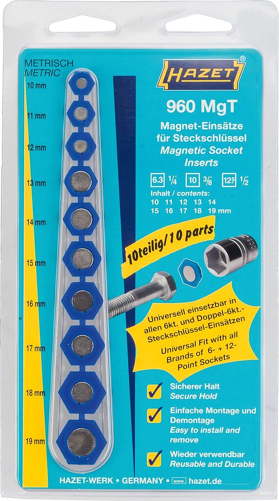 Magnetic holders set, 10 pcs (960MGT, HAZET)