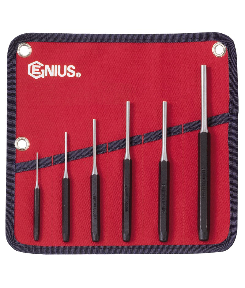 Pin punch set 6 pcs (2-8 mm) (PC-566MP, GENIUS)