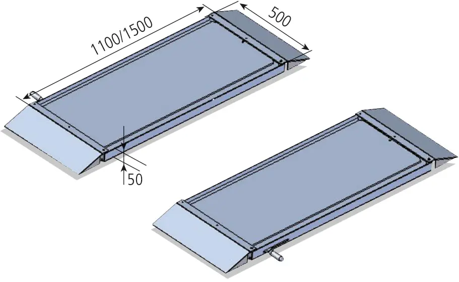 Rear wheel alignment sliding plates, 1100 mm, 2 pcs (STDA16, RAVAGLIOLI)