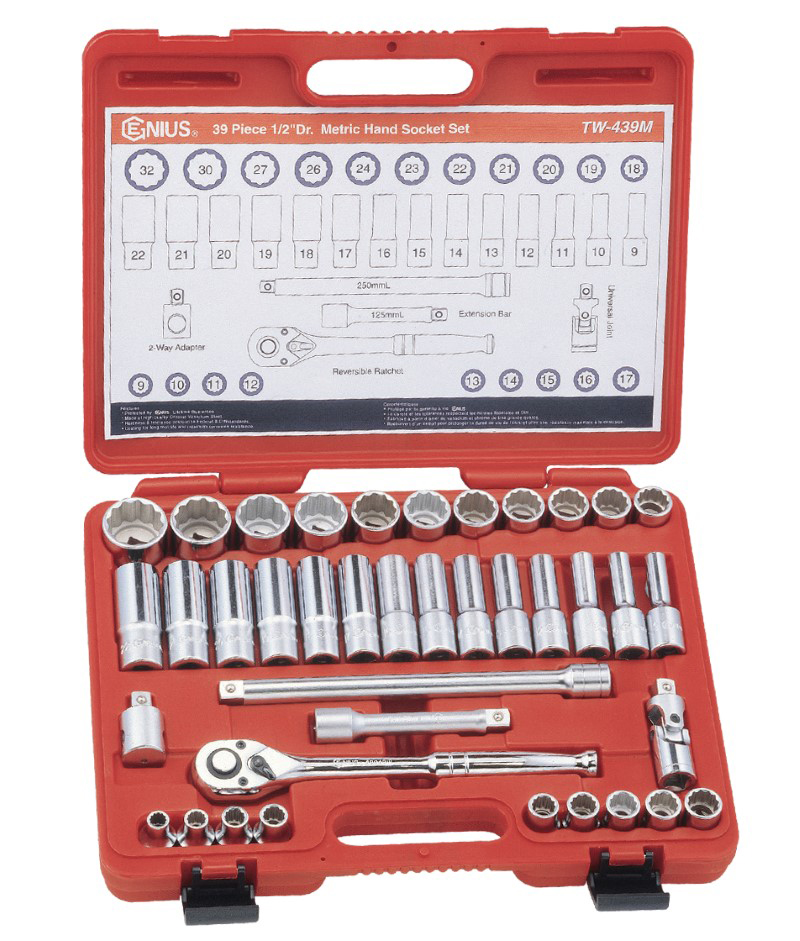 1/2" 12-point socket set (39 pcs) (TW-439M, GENIUS)