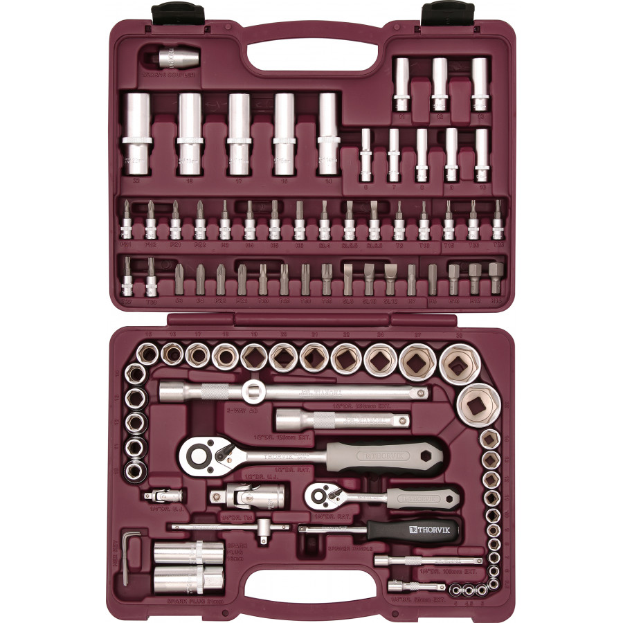 Tool set 1/4"+1/2" DR, 94 pcs (UTS0094, THORVIK)