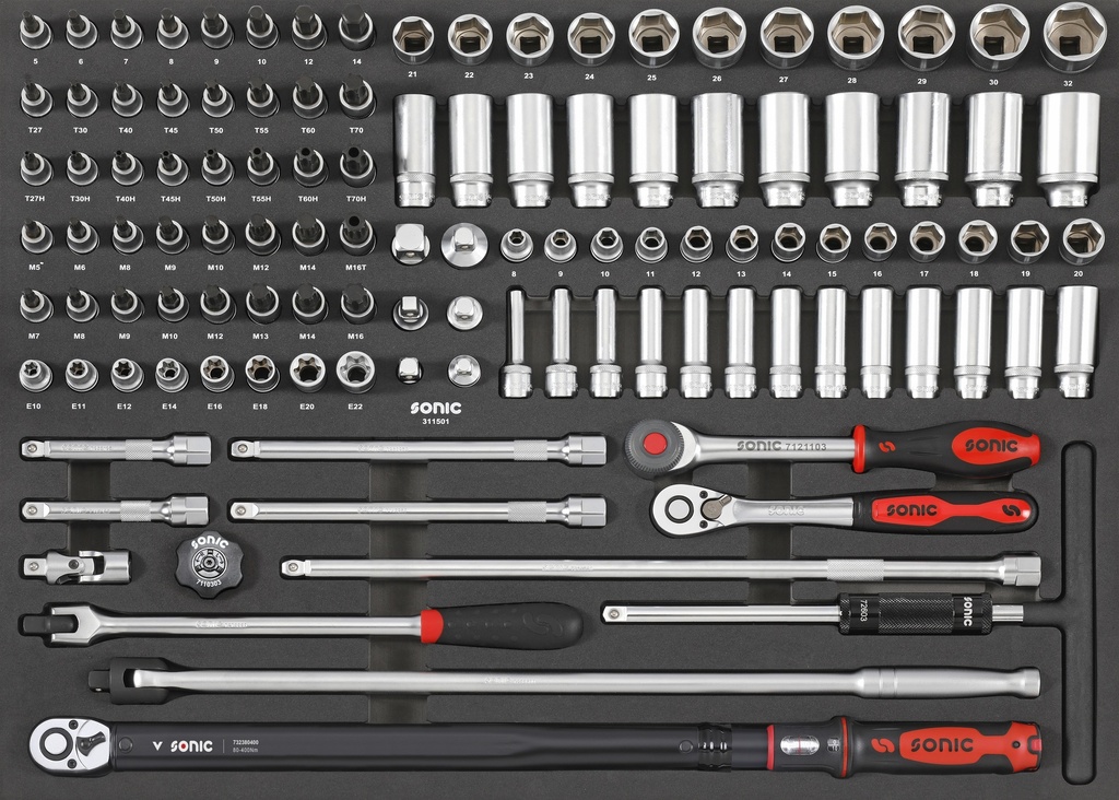 Combination socket set 1/2" SFS-XL, 115 pcs (311501, SONIC)
