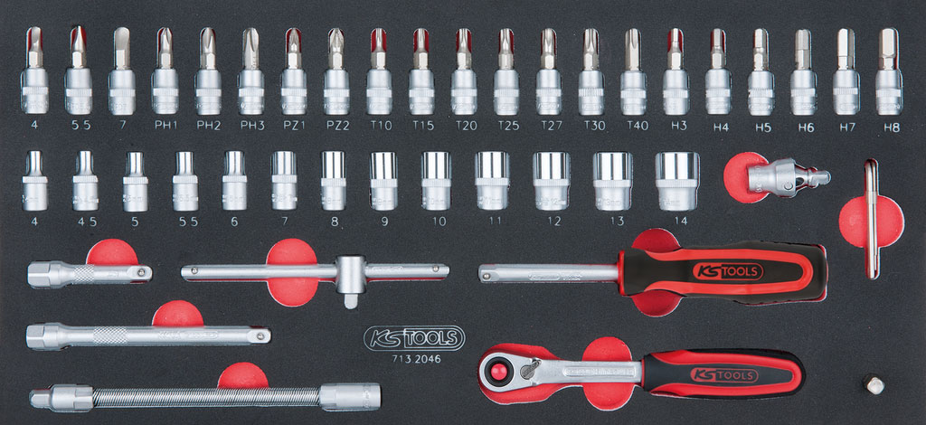 Įrankių komplektas į vežimėlį, 46 vnt (713.2046, KS TOOLS)