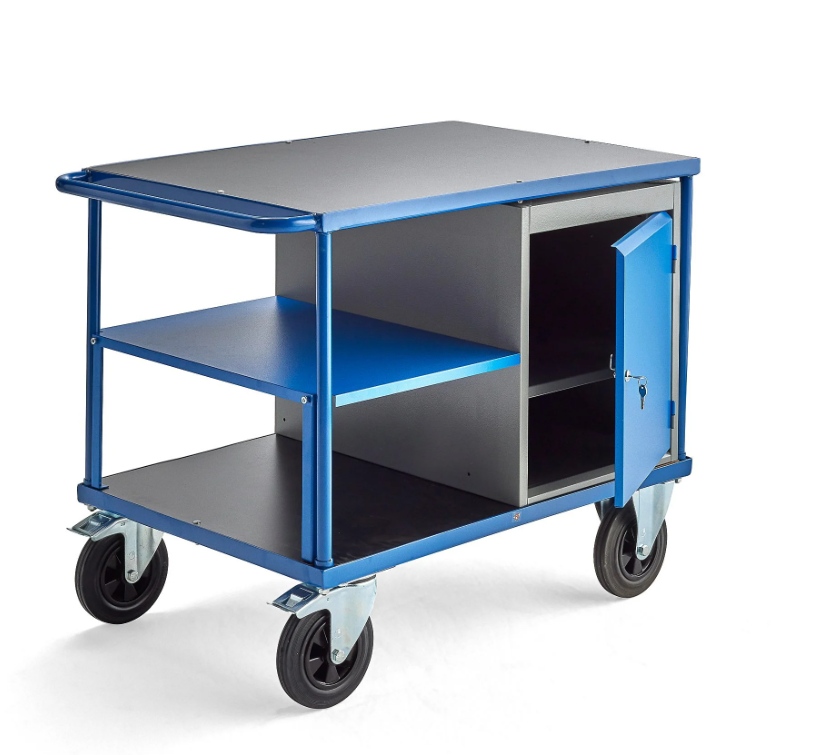Dirbtuvių vežimėlis MOBILE 1 spintelė + 1 lentyna, 1000x700 mm (28020)