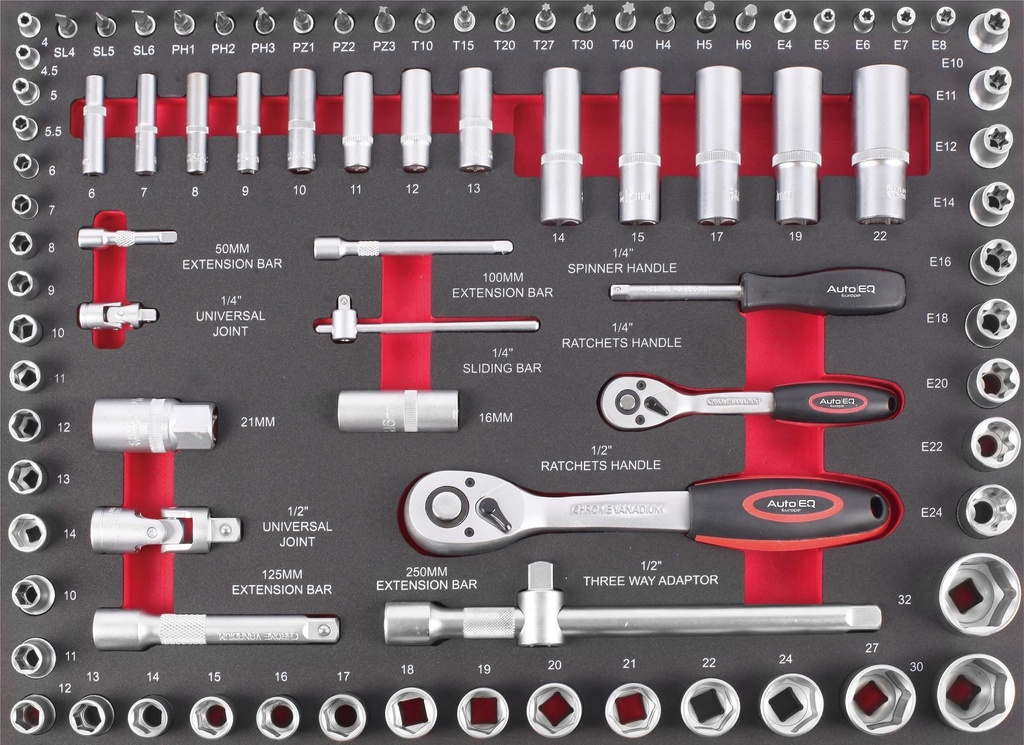 Tool set for trolleys, 87 pcs (AQT7002, AUTOEQ)