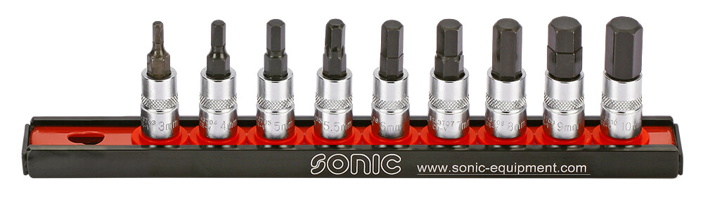 1/4 socket set with hex bits (9 pcs) (100904, SONIC)