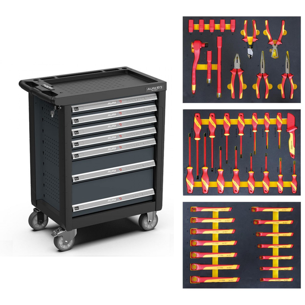 Tool trolley for electrician, 7 drawers, with 43 pcs tools (AQT7043, AUTOEQ)