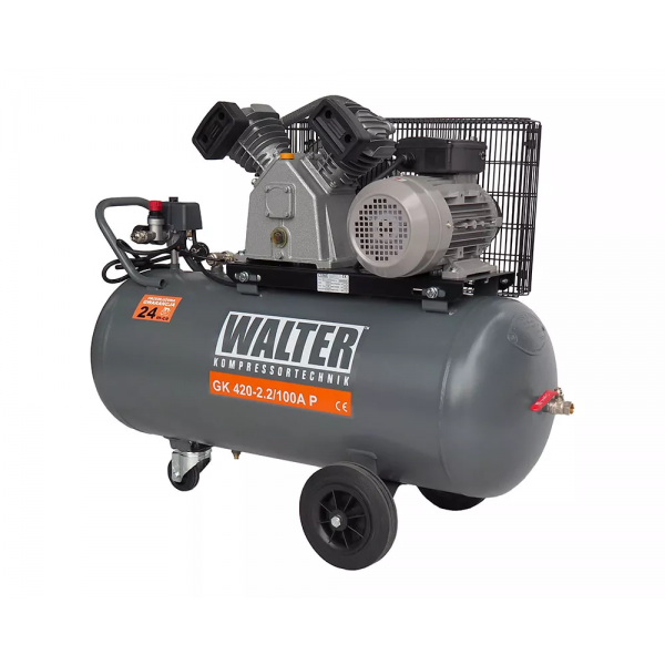 Stūmoklinis oro kompresorius 340 l/min, 2,2 kW, 100 L (GK 420, WALTER)