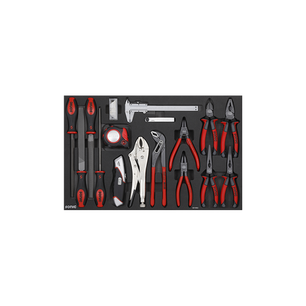 Įrankių komplektas į vežimėlį (18 vnt) 601802, Sonic equipment (4715898543718)