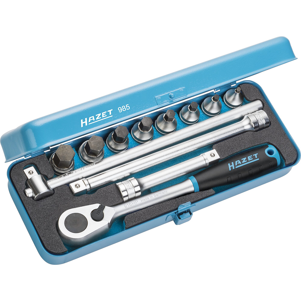 Screwdriver socket set, 12 pcs (985, HAZET)