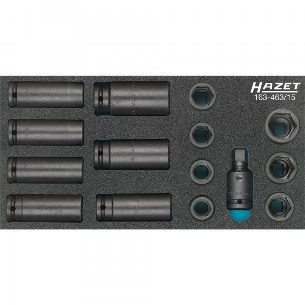 Triecienu muciņu komplekts – 1/2 collas (12,5 mm), 15 gab. (163-463/15, HAZET)