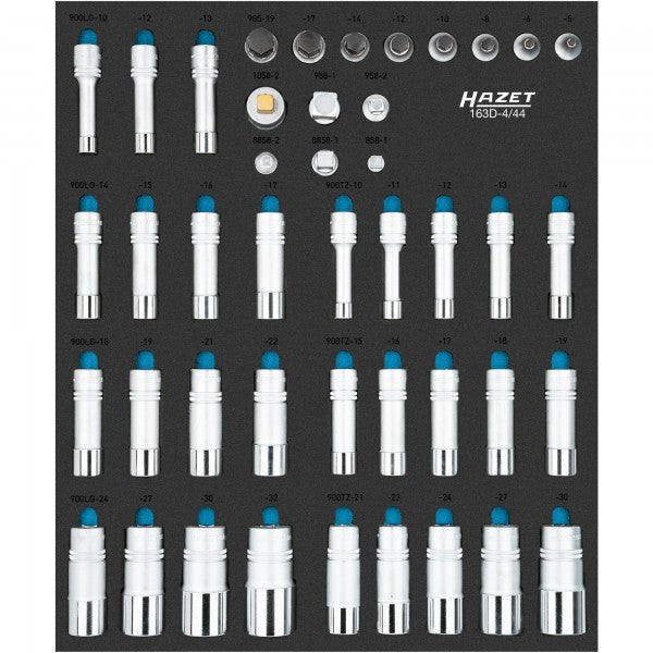 Socket set 1/2 inch, 44-piece, 5–32 mm (163D-4/44, HAZET)