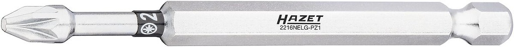 Skrūvgrieža uzgalis, Pozidriv PZ2, 1/4″ (6,3 mm) sešstūra (2216NELG-PZ2, HAZET)