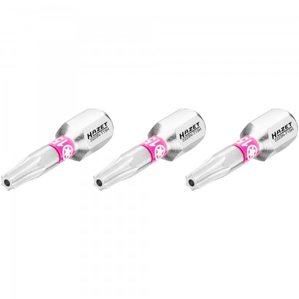 Atsuktuvo antgalis, žvaigždinis Torx Tamper T15 (apsauginis, su skylute), 1/4″ (6,3 mm) šešiabriaunis (2223N-T15H/3, HAZET)