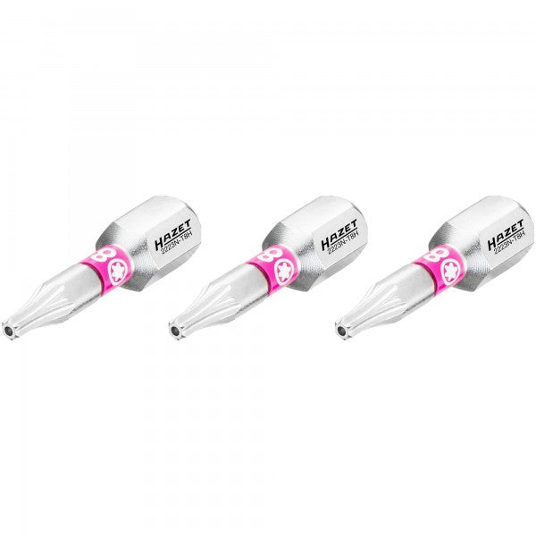 Atsuktuvo antgalis, žvaigždinis Torx Tamper T8 (apsauginis, su skylute), 1/4″ (6,3 mm) šešiabriaunis (2223N-T8H/3, HAZET)