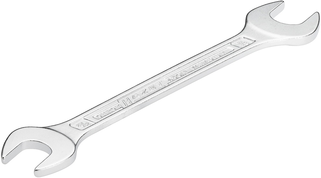 Dvipusis plokščias (atviras) veržliaraktis, išorinis šešiabriaunis profilis, 25/32 × 7/8″ (450NA-25/32X7/8VKH, HAZET)