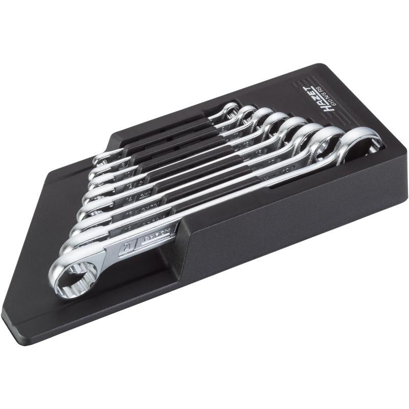 Double box-end wrench set, outside 12-point traction profile, 8 pcs (6×7 – 21×22 mm) (610N/8RS, HAZET)