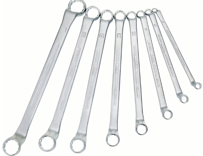 Double box-end wrench set, outside 12-point traction profile, 8 pcs (6×7 – 21×22 mm) (630/8, HAZET)