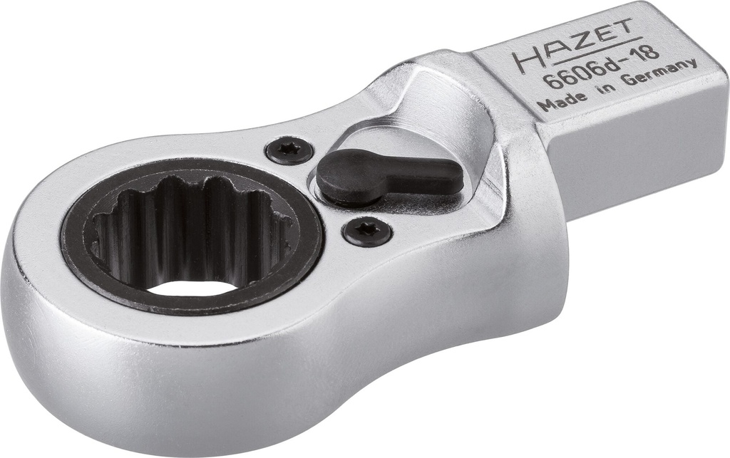Ratcheting insert box-end wrench 18 mm, 14x18 mm insert square (6606D-18, HAZET)