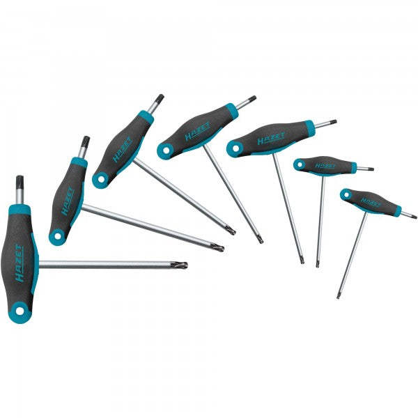 Screwdriver set with T-handle, inside TORX profile T9–T40, 7 pieces (829KKT/7, HAZET)