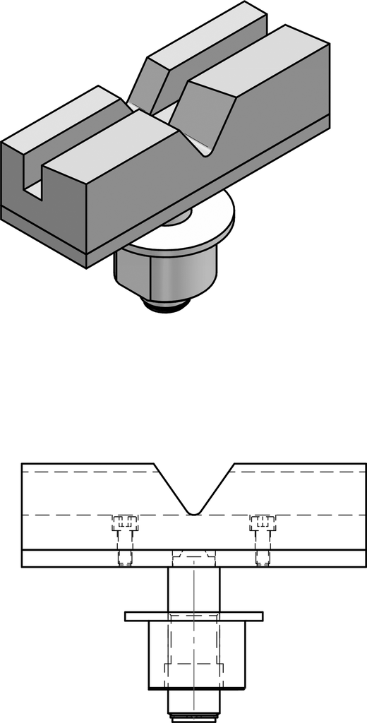 V-shaped steel supports (4 pieces adjustable, RAVAGLIOLI (S305A4)