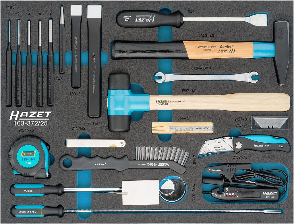 Universal tool set, outside hexagon profile, 25 pieces (163-372/25, HAZET)