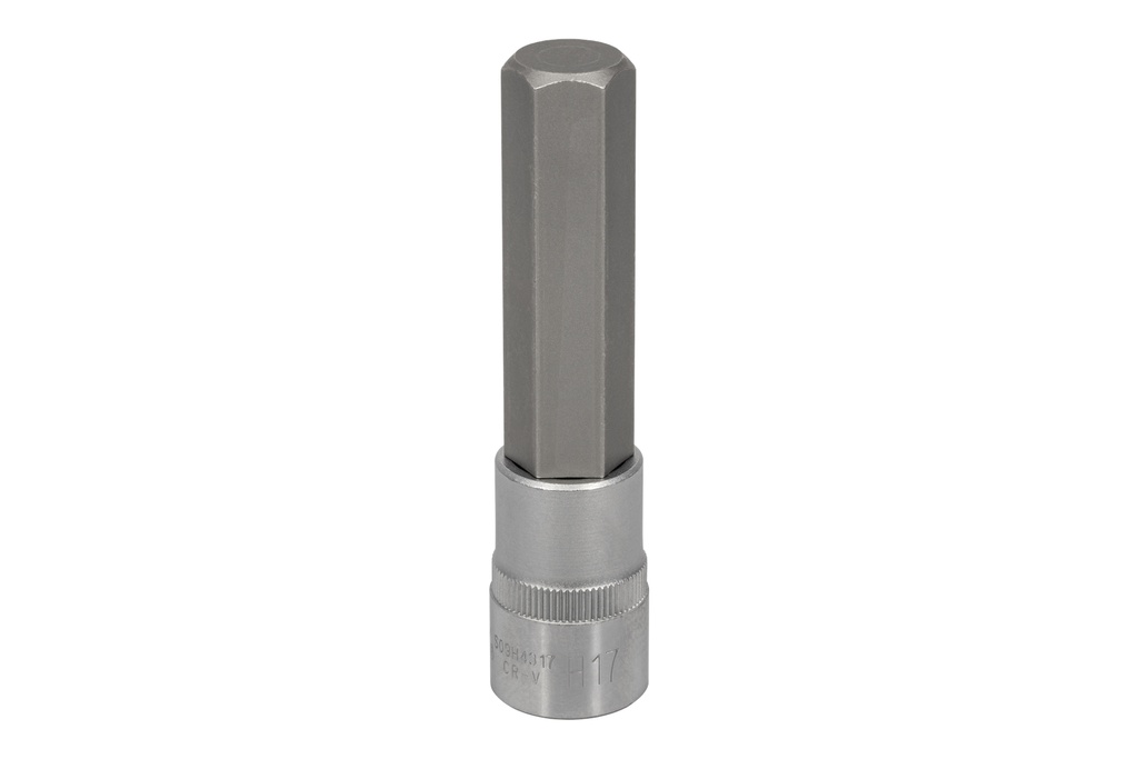 1/2"DR. HEX BIT SOCKET SIZE: H17, L: 100 MM, CR-V/S2 (S09H4317, PRIDE)