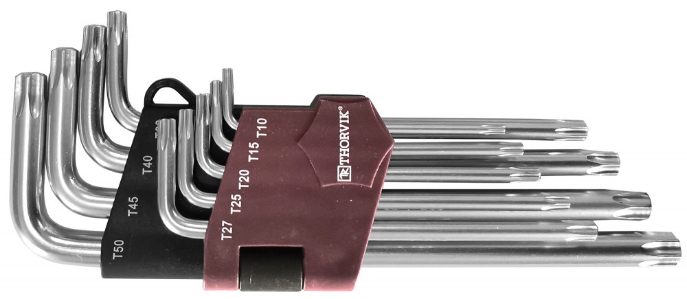 Garu T-TORX (ar atveri) atslēgu komplekts 9 gab. T10–T50 (TTK9S, THORVIK)