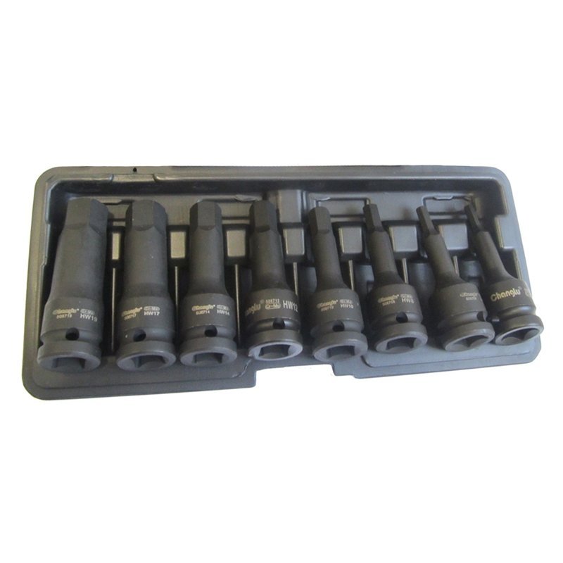 ⬡ 1/2" Prailgintų galvučių smūginių su antgaliais rinkinys (HEX) 8 vnt. (CL507208)