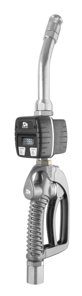 High volume electronic meter for oil, 60° outlet tube with manual non-drip nozzle (16813, EUROLUBE)