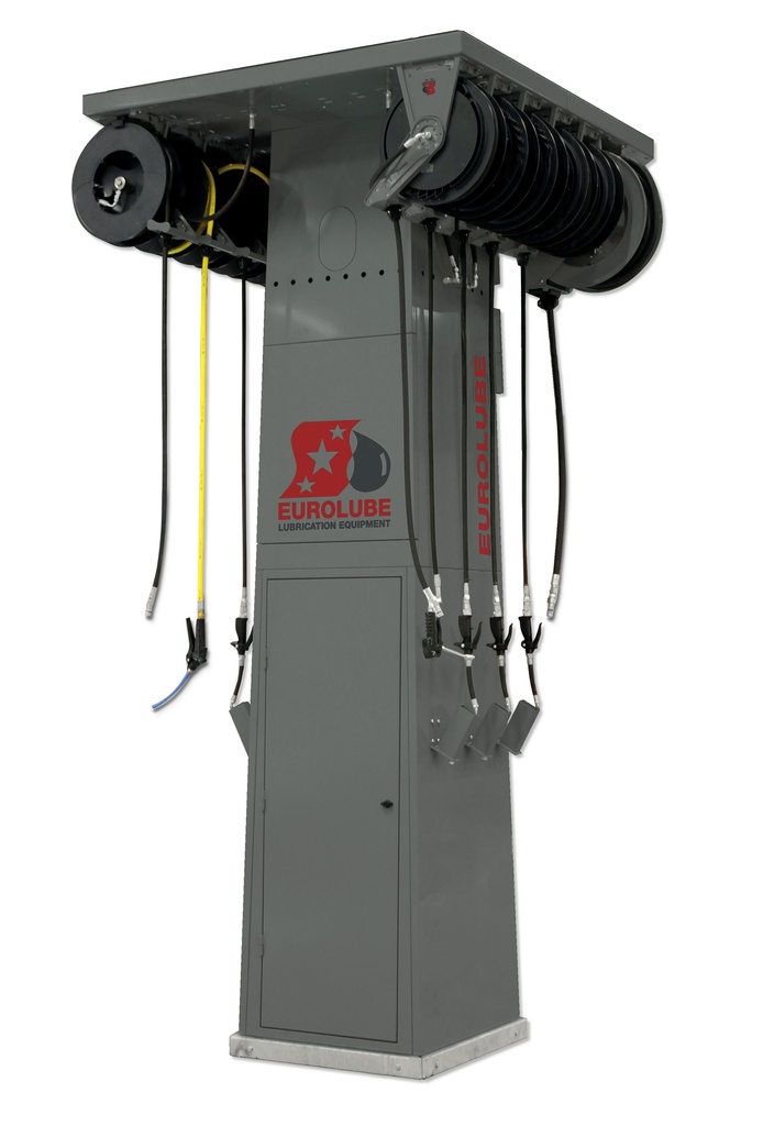 Service stand - 16 hose reels fluid/air, 2 exhaust (17877, EUROLUBE)