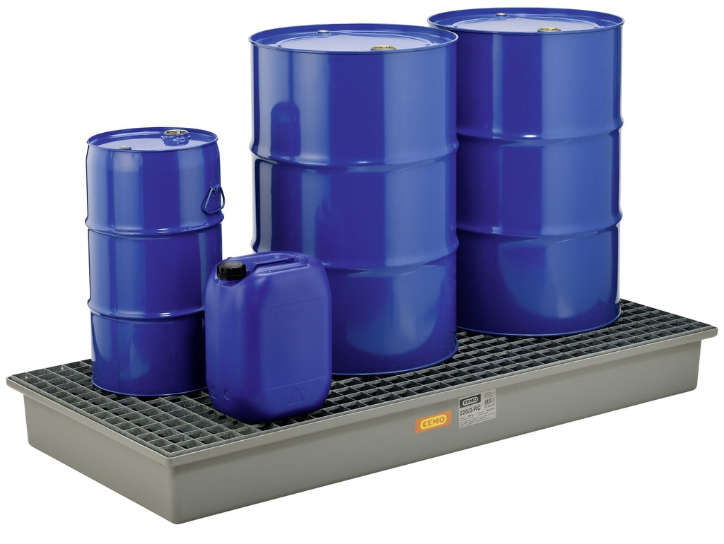 Spill containment tray for hazardous 200L liquids for drumėms 3 vnt. CEMO (10393, CEMO)