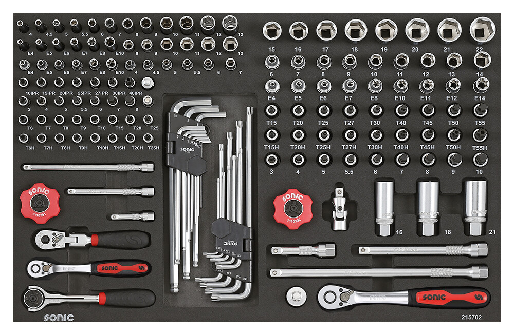 Kombinētais instrumentu komplekts 1/4" un 3/8" SFS-M, 157 gab., Sonic Equipment (215702, SONIC)