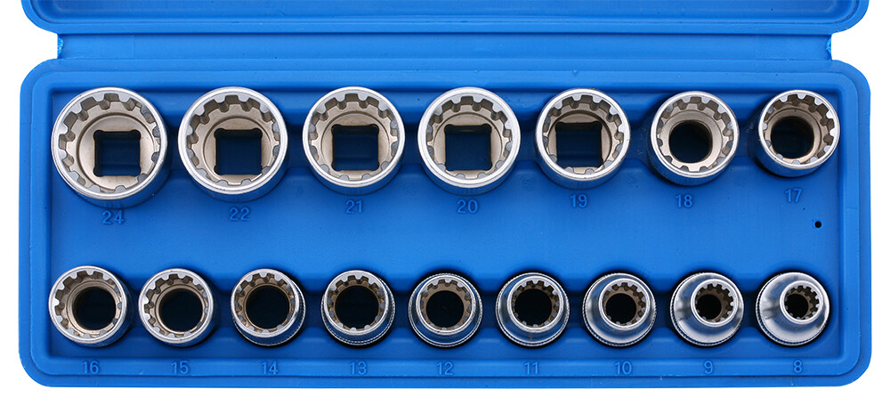 Universālo (multi-grip) uzgriežņu komplekts 1/2", 16 gab., 8–24 mm (301601, SONIC)
