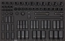 Triecienu muciņu komplekts 3/8 collas un 1/2 collas, 73 gab., instrumentu ratiņiem (307302, SONIC)
