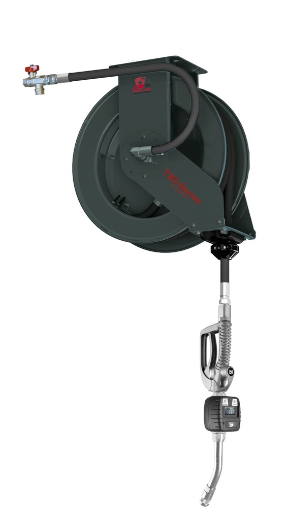 T20 Oil Hose Reel Kit, 20 m x 1/2 in., with Digital Meter (317-23, EUROLUBE)