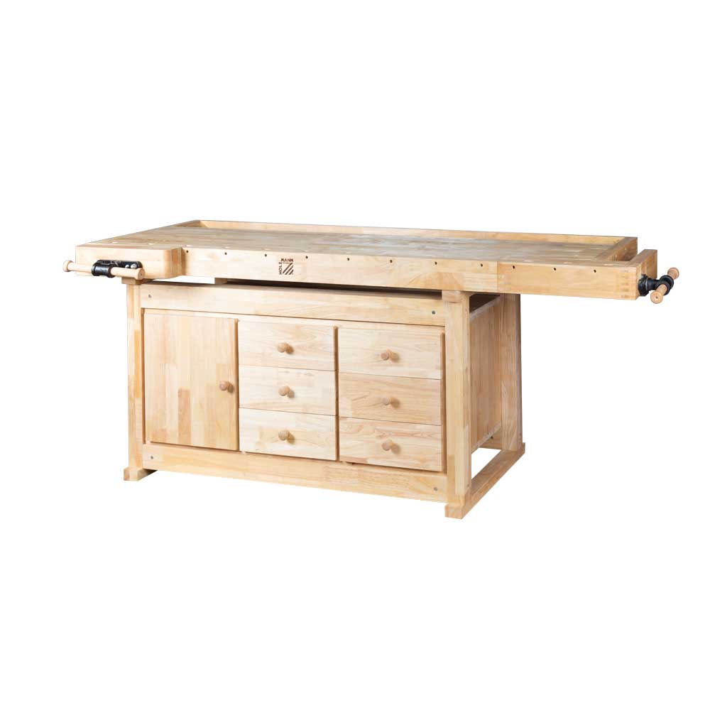Work bench with cabinet and clamping jaws (WB210C, HOLZMANN)