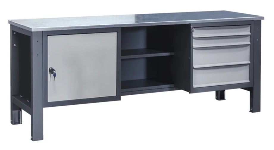 Sustiprintas darbastalis su 2 spintelėmis (2100x620x850H)