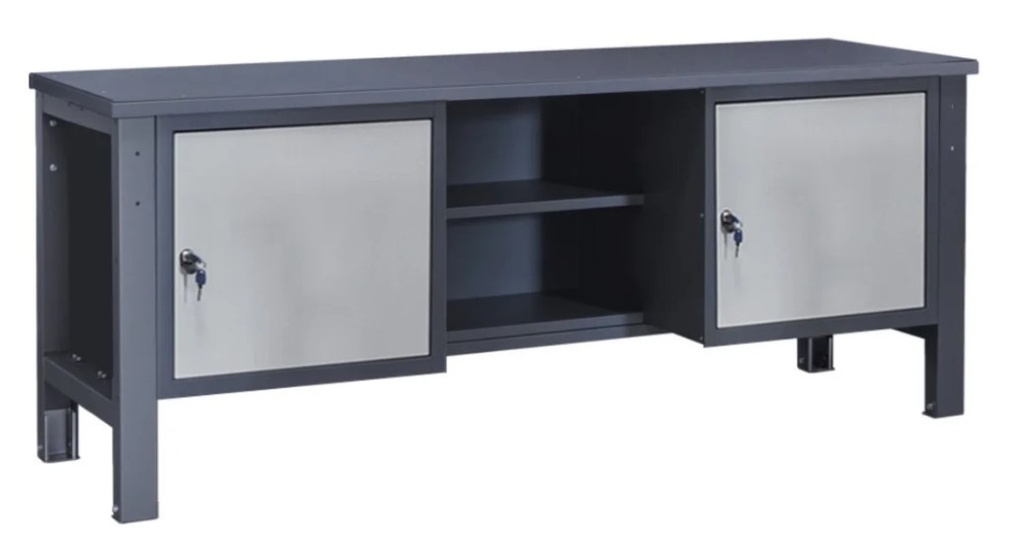 Sustiprintas darbastalis 2100x620x850H su 2 spintelėmis (2100x620x850H rak)