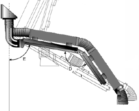 Adjustable exhaust extraction jointed arm, 6000 mm, Ø200 mm (DYNAMIC-670, CORAL)