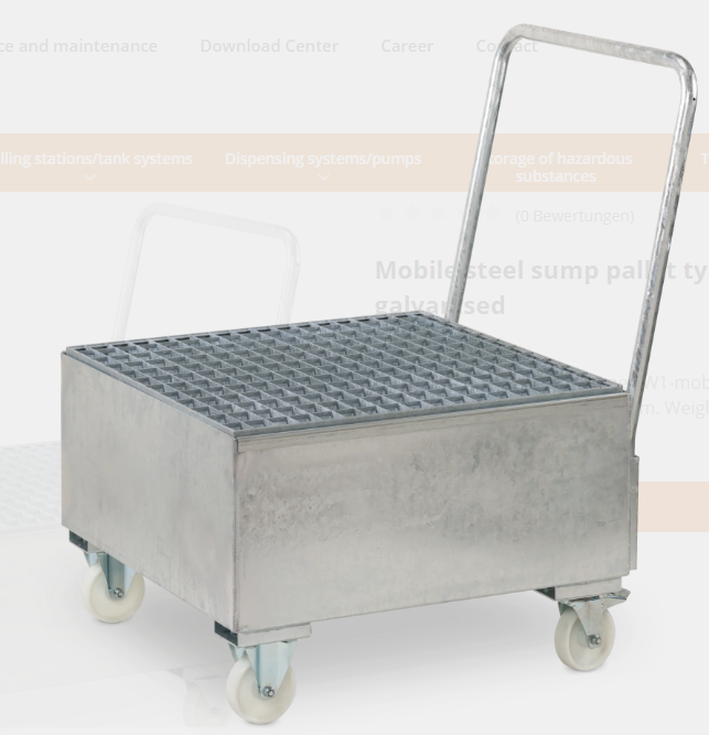 Mobile collection tray for drums, 250 l capacity, CEMO (7398)