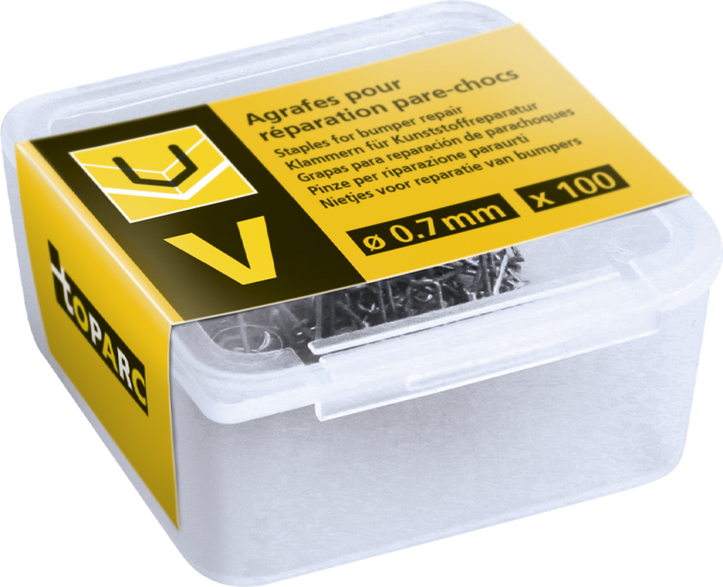 Staples for plastic repair, 100 pcs – narrow inner corner (V) (047990, GYS)