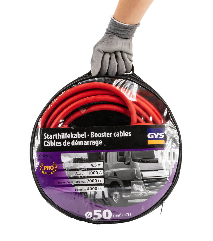 Starta vadi PRO 1000A - izolētas spailes - 50 mm² - 2 x 4,5 m (056558, GYS)