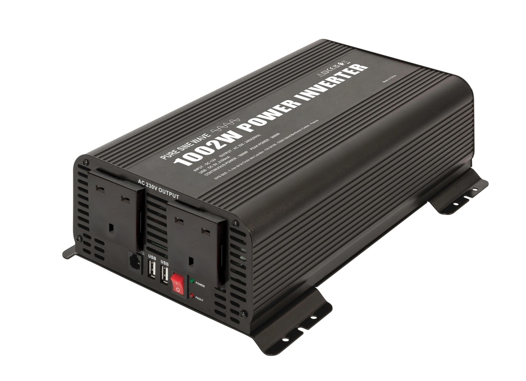Power inverter PSW 1002W – 12V – with remote control display – UK (067363, GYS)